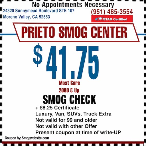 smog check coupon Moreno valley